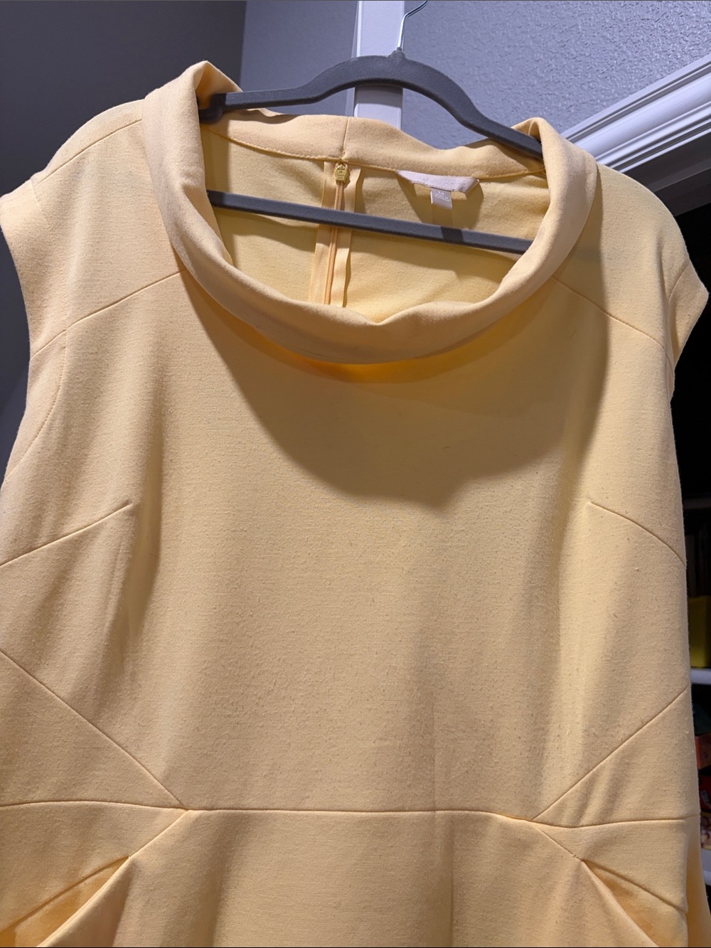 Banana Republic Pale Yellow Midi Dress with Cowl Neck - Picture 4 of 7